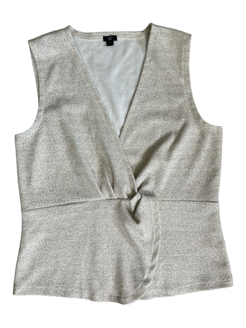 J Crew Peplum V Neck Top Beige & Black Size Medium